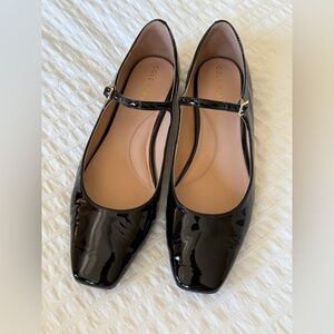 Cole Haan black patent leather square toe mary jane ballet flats